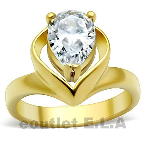 2.5ct PEAR CZ SOLITAIRE RING 18KGP-6 sizes